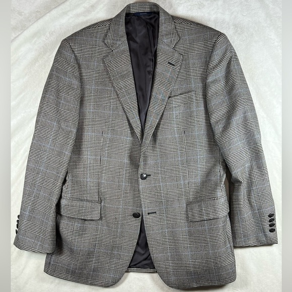 Brooks Brothers Madison 41R 100% Wool Saxxon Plaid Blazer BB Buttons Sport Coat - Picture 1 of 13